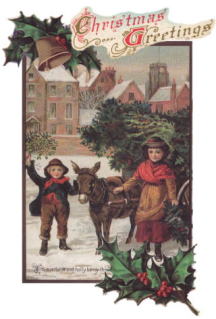 ロバと子供のいる雪景色　2007年　ベル・エポックからのクリスマスカード 　ヴィクトリアン